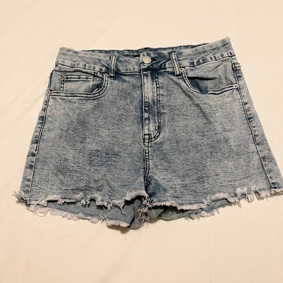 Aeropostale Aero High Rise Curvy Midi Denim Shorts Womens Size 10 Distressed - Picture 1 of 14